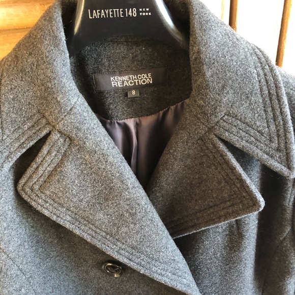 Kenneth Cole Reaction charcoal grey pea coat - Picture 3 of 7